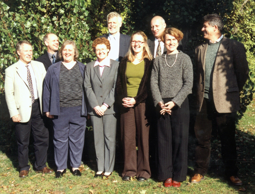 Members of the MTG working group at the kick off meeting in Burgdorf, Hannover, October 2003. Left to right:Caj Kortman (GTK, Finland), Joachim Gersemann (BGR, Germany), Sharon Tahirkheli (AGI, USA), Maija Pennanen (GTK, Finland), Jan Jellema (TNO-NITG, Netherlands), Rachel Heaven (BGS, United Kingdom), Tomasz Mardal (PGI, Poland), Marielle Arregros-Rouvreau (BRGM, France), Marco Amanti (APAT, Italy)